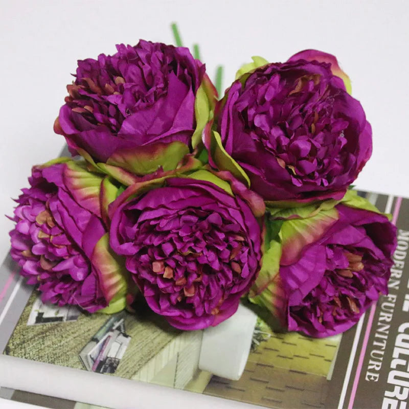 Rose Pink Peony Artificial Flower Bouquet