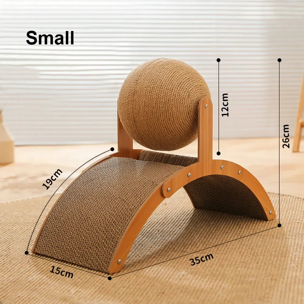 2-in-1 Wooden Cat Scratcher & Ball