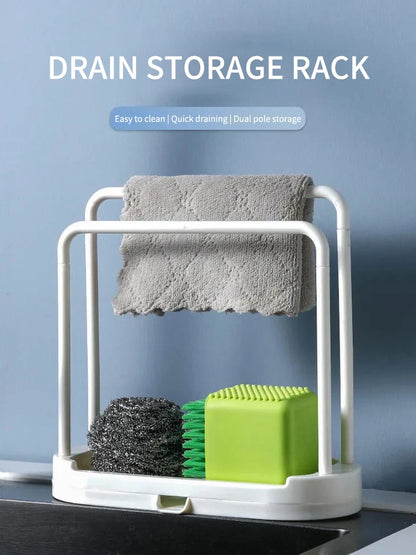 Double-Layer Kitchen Sink Cloth & Sponge Rack
