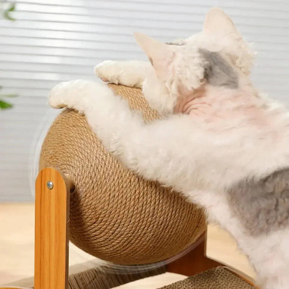 2-in-1 Wooden Cat Scratcher & Ball