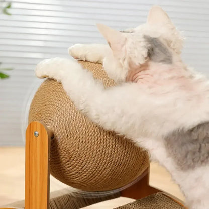 2-in-1 Wooden Cat Scratcher & Ball