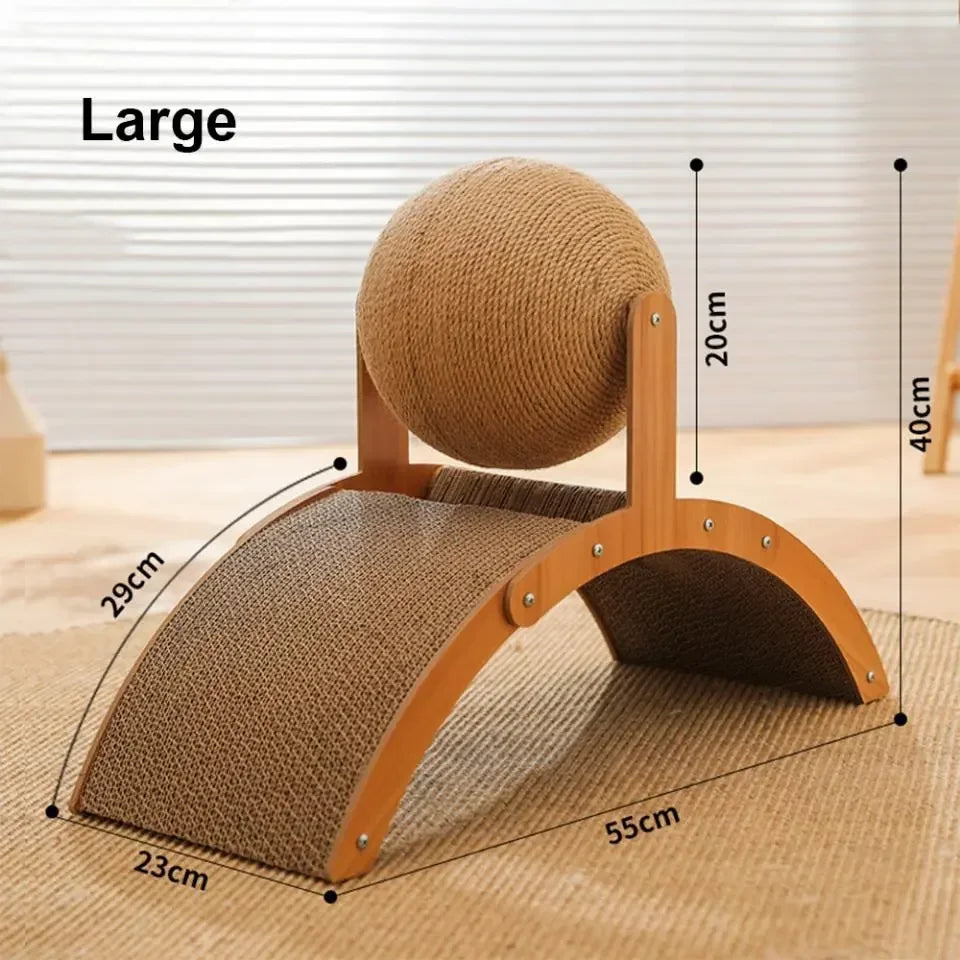 2-in-1 Wooden Cat Scratcher & Ball