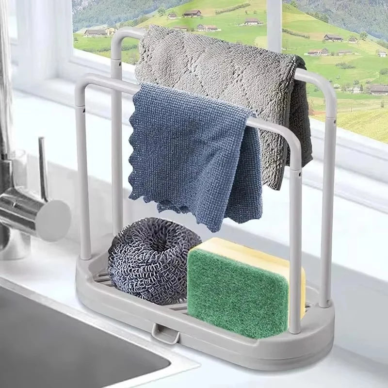 Double-Layer Kitchen Sink Cloth & Sponge Rack