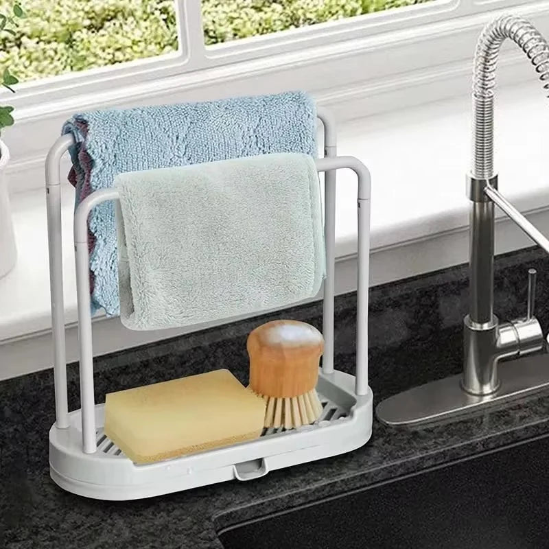 Double-Layer Kitchen Sink Cloth & Sponge Rack