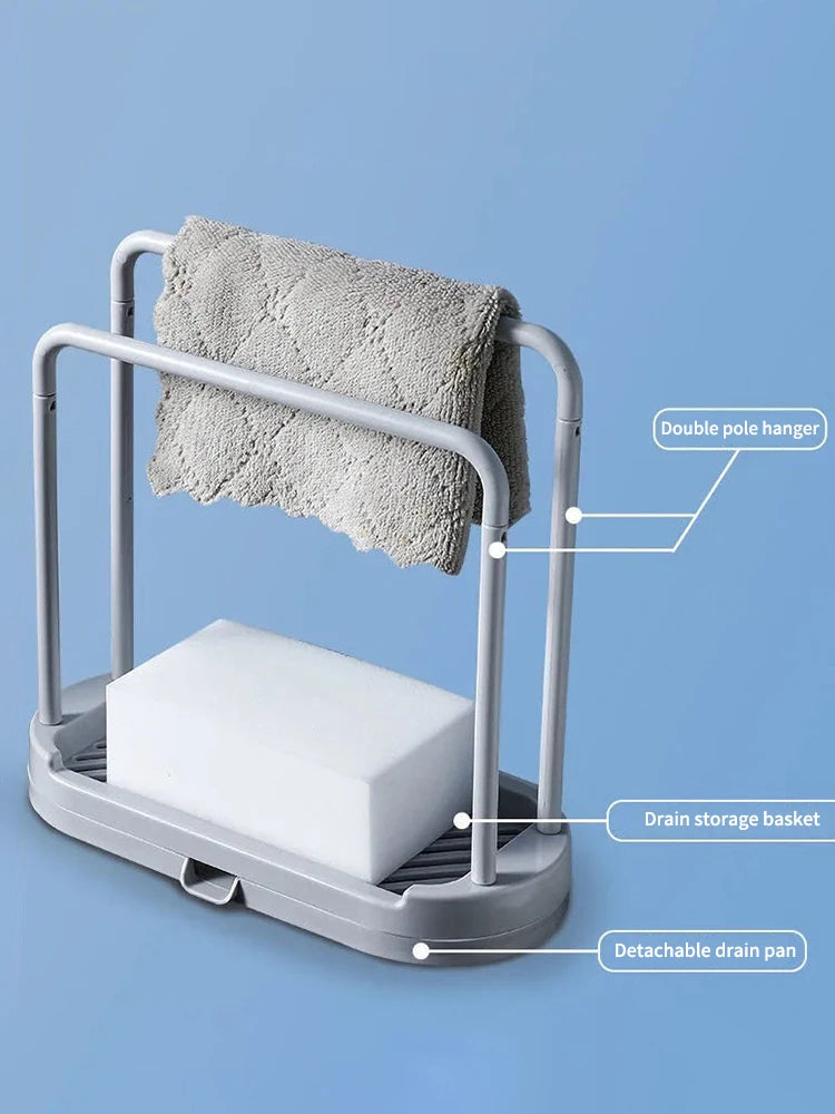 Double-Layer Kitchen Sink Cloth & Sponge Rack