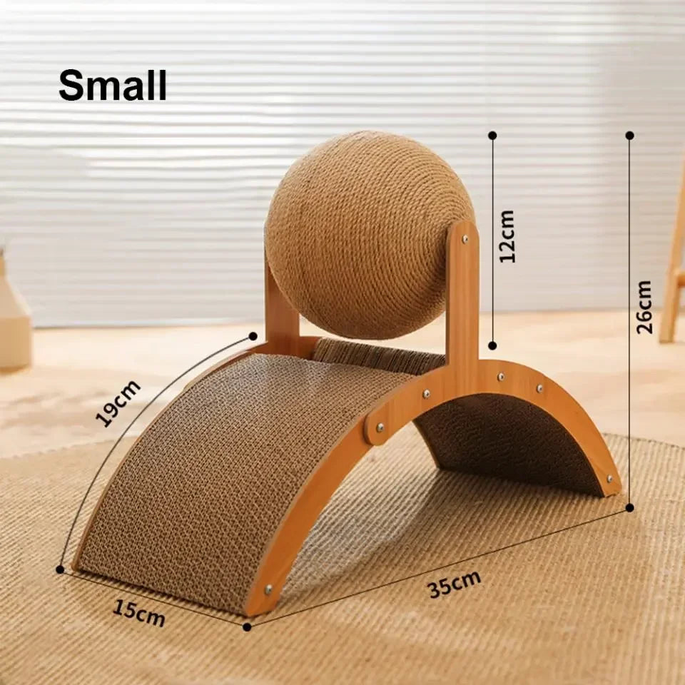 2-in-1 Wooden Cat Scratcher & Ball