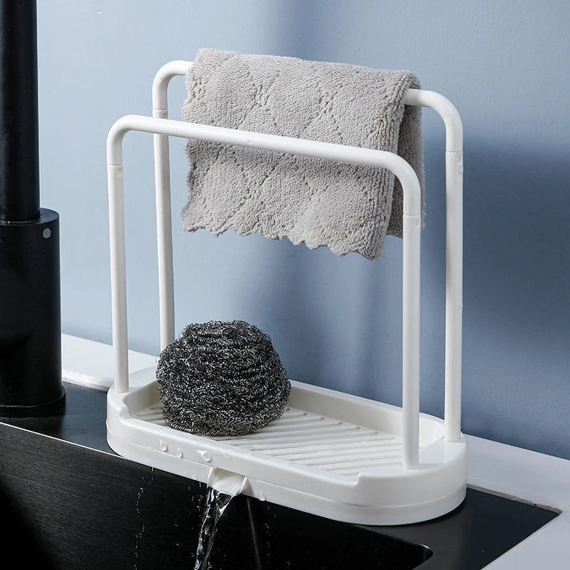 Double-Layer Kitchen Sink Cloth & Sponge Rack